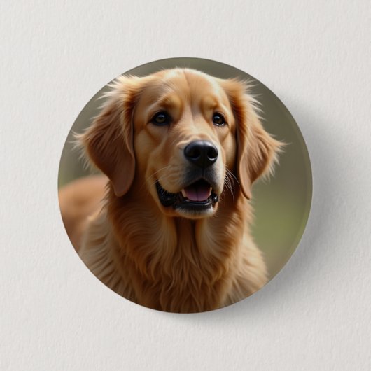 Badge Rond 5 Cm Golden Retriever Chien (Devant)