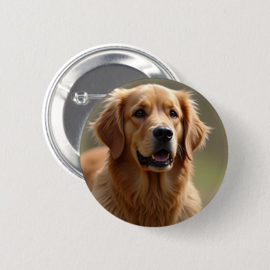 Badge Rond 5 Cm Golden Retriever Chien (Devant & derrière)