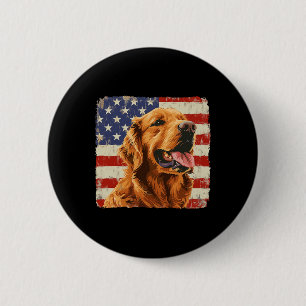 Badge Rond 5 Cm Golden Retriever Chien Amérique Flag Chemise indép