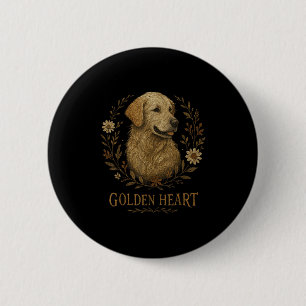 Badge Rond 5 Cm Golden Retriever Cool brodé Floral Boho Chien
