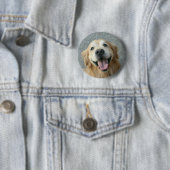 Badge Rond 5 Cm Golden retriever de sourire (En situation)