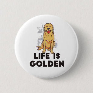 Badge Rond 5 Cm Golden Retriever Dog - La vie est dorée