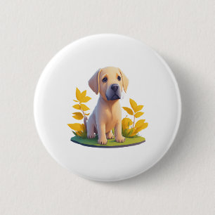 Badge Rond 5 Cm Golden Retriever Doggo Cute Chibi numérique