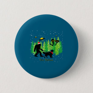 Badge Rond 5 Cm Golden Retriever Drôle Bigfoot Noël Alien Ufo