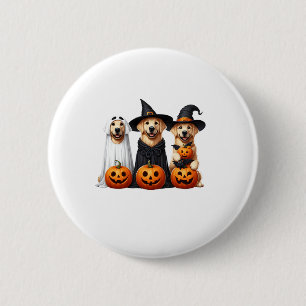 Badge Rond 5 Cm Golden Retriever Ghost Halloween Amoureux de les c