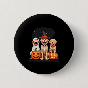 Badge Rond 5 Cm Golden Retriever Ghost Halloween Tricoter Ou Treat