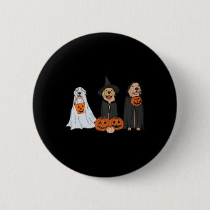 Badge Rond 5 Cm Golden Retriever Ghost Halloween Tricoter Ou Treat