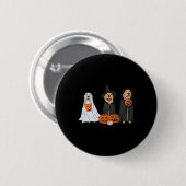 Badge Rond 5 Cm Golden Retriever Ghost Halloween Tricoter Ou Treat (Devant & derrière)