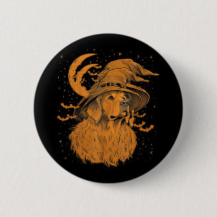 Badge Rond 5 Cm Golden Retriever Halloween Chien Maman Drôle Sorci