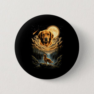 Badge Rond 5 Cm Golden retriever hurlant à la lune chien drôle