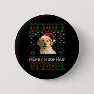 Badge Rond 5 Cm Golden Retriever laid Noël Père Noël Chien Xmas Pa