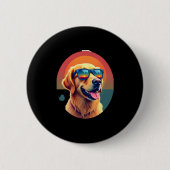 Badge Rond 5 Cm Golden Retriever pour enfants garçons filles lunet (Devant)
