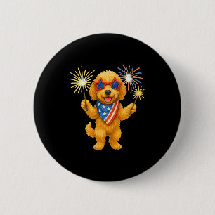Badge Rond 5 Cm Goldendoodle 4 juillet patriote golden doodle