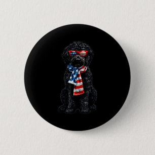 Badge Rond 5 Cm Goldendoodle 4 juillet patriotique noir doré