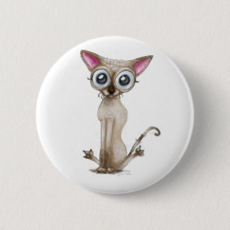 Badge Rond 5 Cm Golemn le chat (Selkirk Rex)