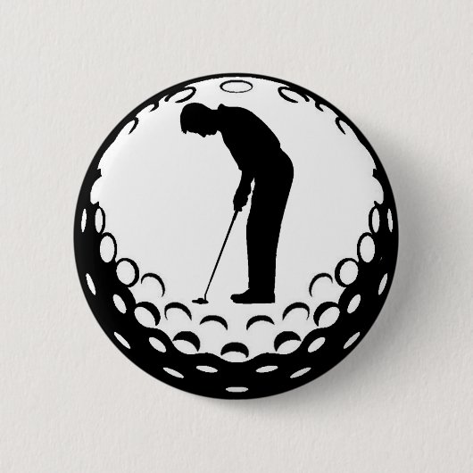 BADGE ROND 5 CM GOLF BALL ET GOLFER (Devant)