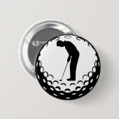 BADGE ROND 5 CM GOLF BALL ET GOLFER (Devant & derrière)