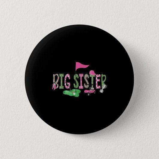 Badge Rond 5 Cm Golf Big Soeur Nk Hole En Un Golf 1er Anniversaire (Devant)