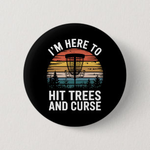 Badge Rond 5 Cm Golf de disque drôle frappe les arbres et jure rét