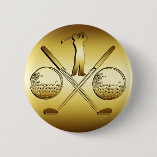 BADGE ROND 5 CM GOLF D'OR