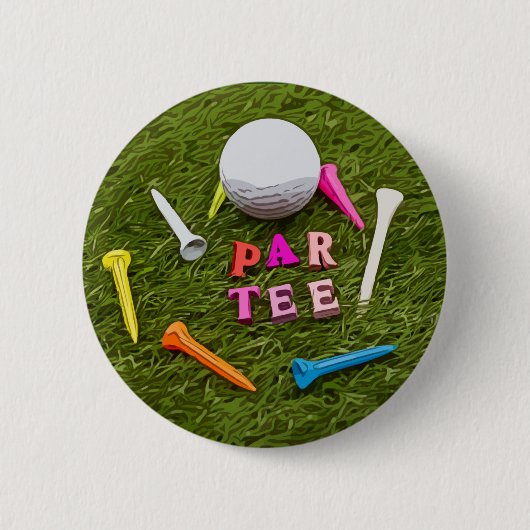 Badge Rond 5 Cm Golf Par Tee avec tee on green golfer party (Devant)