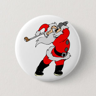 Badge Rond 5 Cm Golf Père Noël