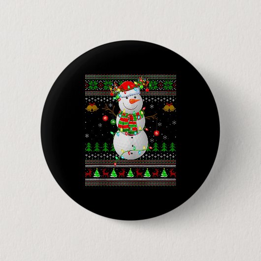 Badge Rond 5 Cm Golf Snowman Ugly Christmas Sweaters Golfing Golfe (Devant)