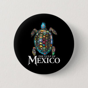Badge Rond 5 Cm Golfe De La Tortue Mer Du Mexique N'Oublie Jamais