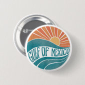 Badge Rond 5 Cm Golfe du Mexique Est 1550 Plage Retro Golfe du Mex (Devant & derrière)