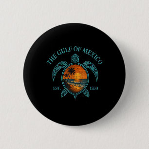 Badge Rond 5 Cm Golfe Du Mexique Tortue Est. 1550 soleils Vintages