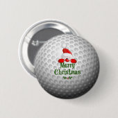 Badge Rond 5 Cm Golfer Père Noël, "Joyeux Noël" (Devant & derrière)