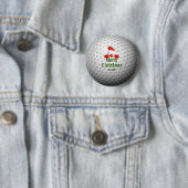 Badge Rond 5 Cm Golfer Père Noël, "Joyeux Noël" (En situation)