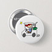 Badge Rond 5 Cm Golfeur dans le chariot de golf (Devant & derrière)