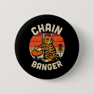 Badge Rond 5 Cm Golfeur de disque rétro vintage chaîne de chat Nge