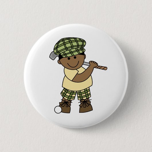 Badge Rond 5 Cm Golfeur de garçon d'Afro-américain (Devant)