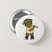 Badge Rond 5 Cm Golfeur de garçon d'Afro-américain (Devant & derrière)
