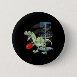 Badge Rond 5 Cm Golfeur Frisbee T Rex Dinosaure Joueur de Golf Din