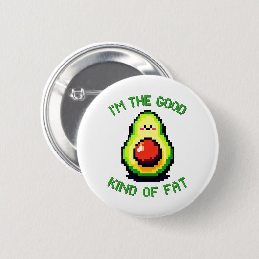 Badge Rond 5 Cm Good Fat Avocado - Drôle Pixel Art Conception alim (Devant & derrière)