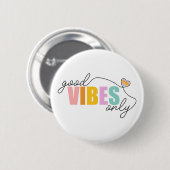 Badge Rond 5 Cm Good Vibes seulement Rainbow Heart (Devant & derrière)