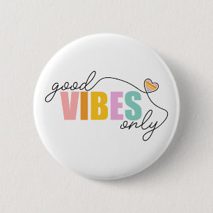 Badge Rond 5 Cm Good Vibes seulement Rainbow Heart