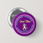 Badge Rond 5 Cm Good Vibes Unicorn (Devant & derrière)