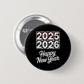 Badge Rond 5 Cm Goodbye 2025 Hello 2026 Clock Happy New Year Party (Devant & derrière)
