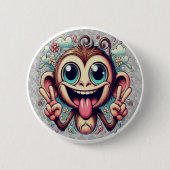 Badge Rond 5 Cm "Goofy Peace Monkey" Button (Devant)