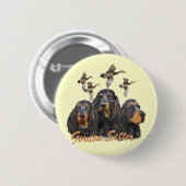 Badge Rond 5 Cm Gordon Setter chasse les faisans (Devant & derrière)