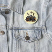 Badge Rond 5 Cm Gordon Setter chasse les faisans (En situation)