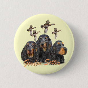Badge Rond 5 Cm Gordon Setter chasse les faisans