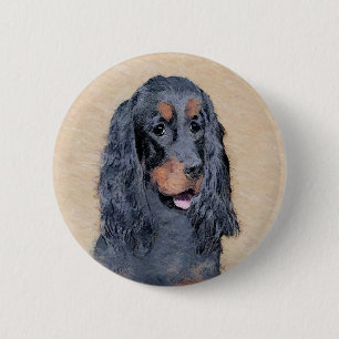 Badge Rond 5 Cm Gordon Setter Peinture - Joli art original chien