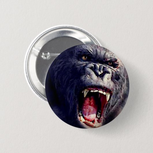 Badge Rond 5 Cm Gorilla hurle (Devant & derrière)