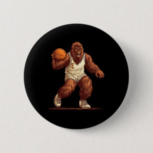 Badge Rond 5 Cm Gorilla Jouer Basketball Fun Gorilla Basketball