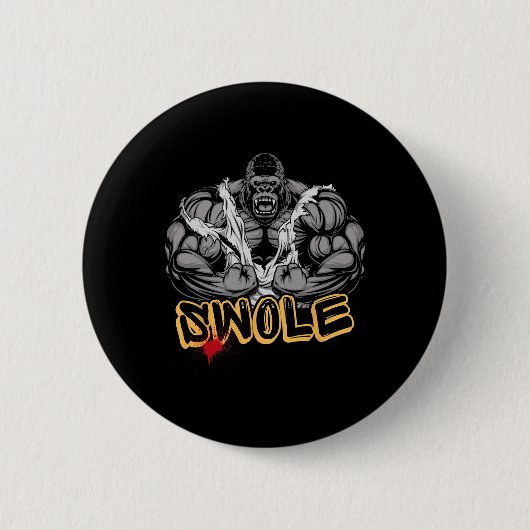 Badge Rond 5 Cm Gorilla Mode Strong Bodybuilding Workout Muscle Sw (Devant)